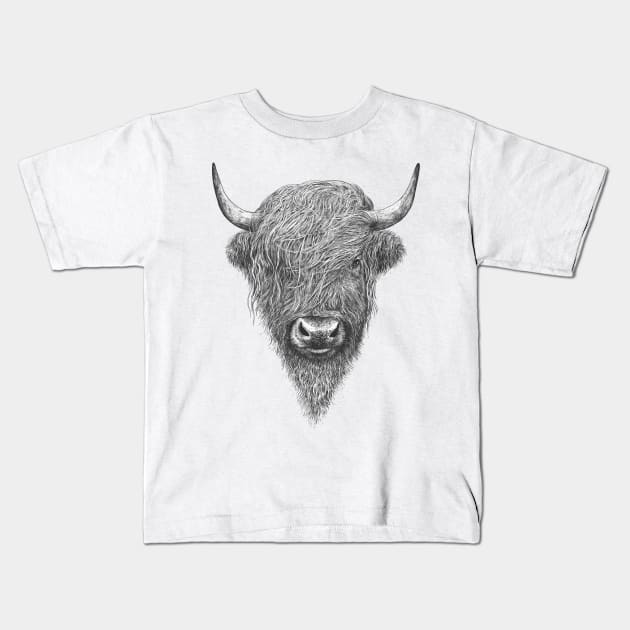 Highland Bull Kids T-Shirt by kodamorkovkart